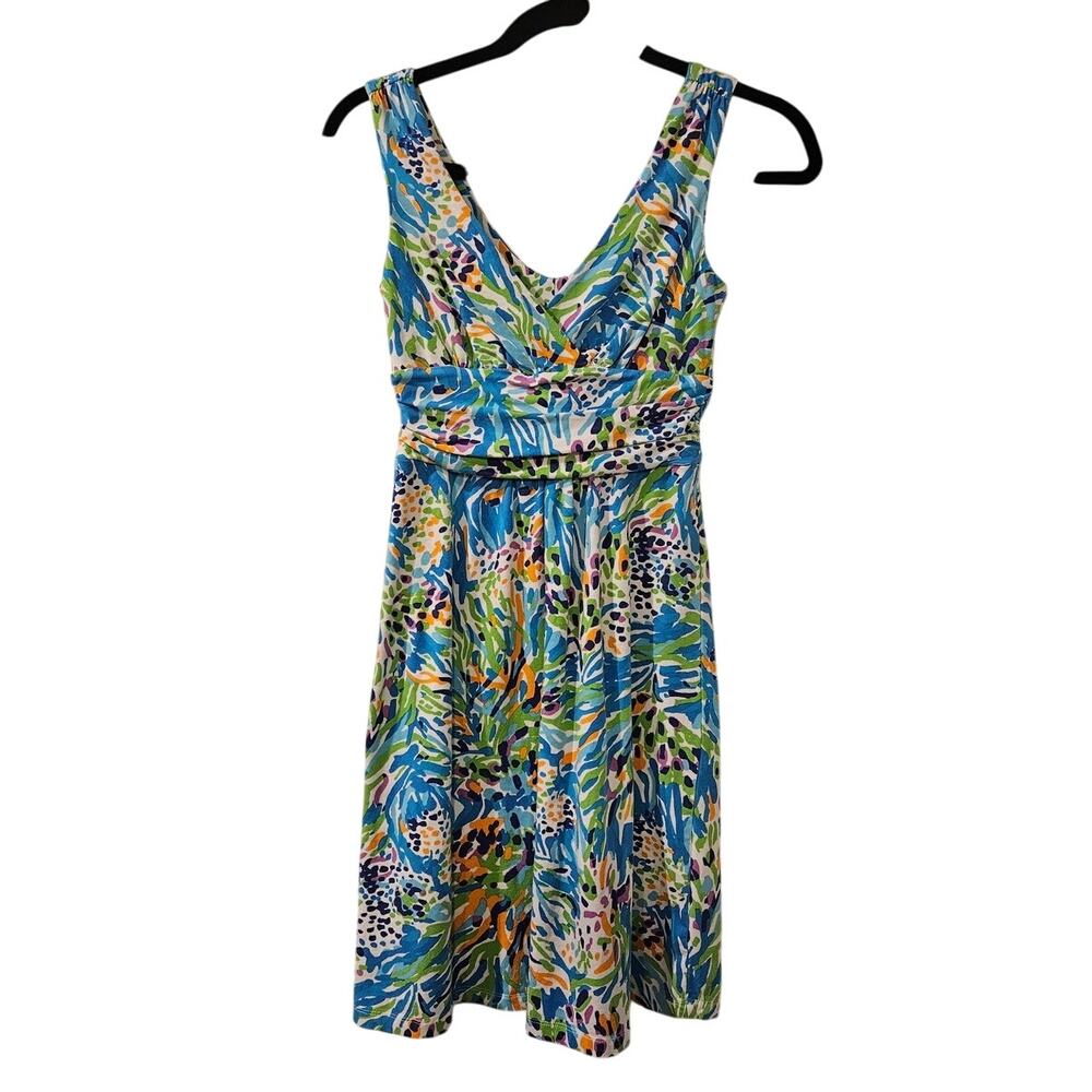 Lilly Pulitzer Shianne V-Neck Empire Waist Dress XS Sea Soiree Print